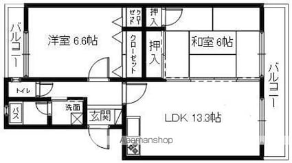 クレットドールＹ２[2LDK/62.18m2]の間取図