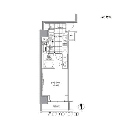 パークハビオ門前仲町[1K/28.84m2]の間取図