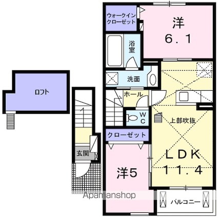 Ｈｅａｒｔ　Ｈｏｕｓｅ　Ⅰ[2LDK/55.1m2]の間取図