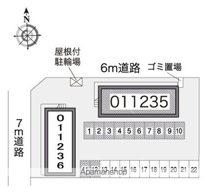 レオパレスグレースフジⅠ[1K/20.28m2]の配置図