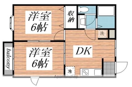 フィオーレ[2DK/39.74m2]の間取図