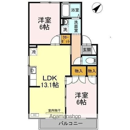 パークメゾン　Ｂ棟[2LDK/54.76m2]の間取図