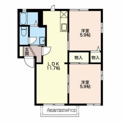 フレグランスたけくらＡＢＣ棟[2LDK/50.54m2]の間取図