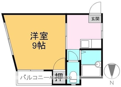 サンビューササヒラ[1DK/23.78m2]の間取図