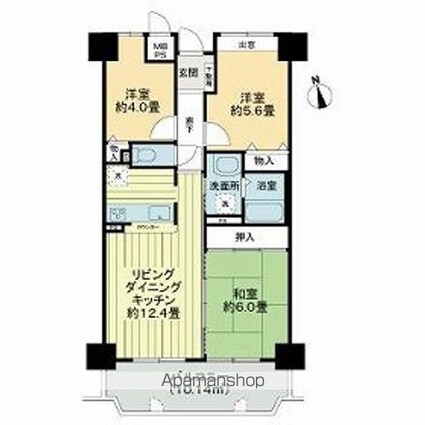 ライオンズマンション和歌山関戸壱番館　２０７号室[3LDK/59.61m2]の間取図