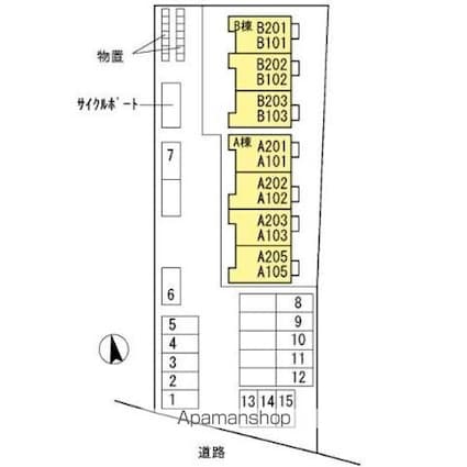 タスカータソルテ松島　Ｂ棟[1LDK/42.38m2]の配置図