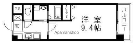 フォーシーズン南草津[1K/26.6m2]の間取図