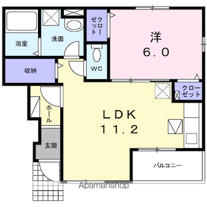 長野県塩尻市大字広丘高出[1LDK/43.07m2]の間取図
