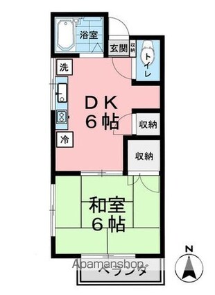 ハイツヤハギ[1K/26.1m2]の間取図