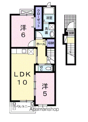 愛知県一宮市丹陽町外崎字郷前[2LDK/54.4m2]の間取図