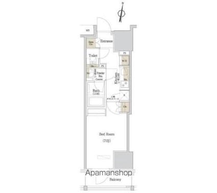 アーバネックス西新宿[1K/25.13m2]の間取図