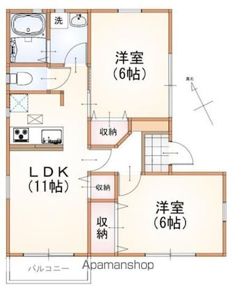 ルーミー千歳台[2LDK/57.13m2]の間取図