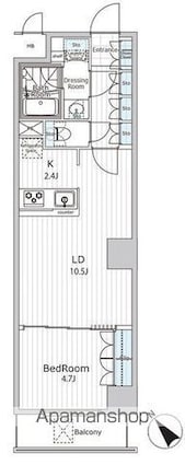 ビエラコート日本橋久松町[1LDK/42.44m2]の間取図