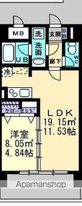 ＢＩＧ・ＢＡＮ瓦町駅東[1LDK/40.8m2]の間取図