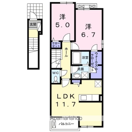 ヴィーナス　Ｂ[2LDK/58.63m2]の間取図