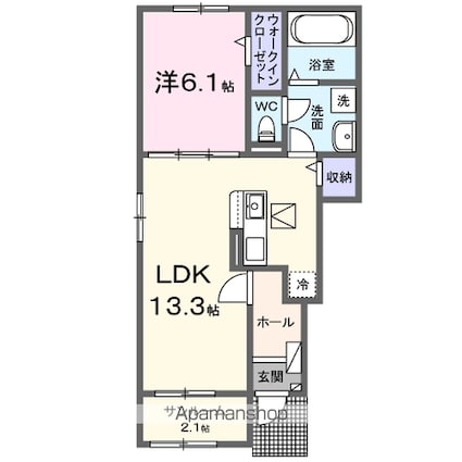 クレアージュ・ウミⅡ[1LDK/50.01m2]の間取図