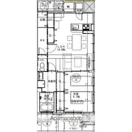 さくらＨｉｌｌｓ　ＲＯＫＵＢＡＮ　Ｐｌａｔｉｎｕｍ　Ｒｅｓｉｄｅ[1LDK/51.56m2]の間取図
