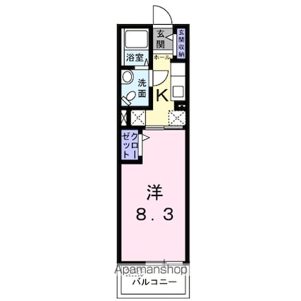 アンフィニー唐崎Ａ[1K/26.87m2]の間取図