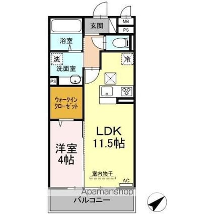 リヴィエール中央[1LDK/41.67m2]の間取図