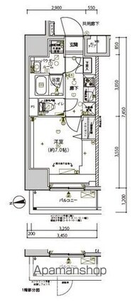 メインステージ南砂町Ⅱ[1K/25.7m2]の間取図