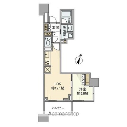 プラウドタワー名古屋久屋大通公園[1LDK/43.29m2]の間取図