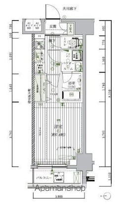 メインステージ木場[1K/25.65m2]の間取図