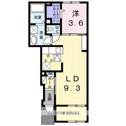 イースト　ワン　ピース[1LDK/41.53m2]の間取図