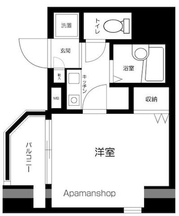 東京都港区芝２丁目[1K/20.3m2]の間取図