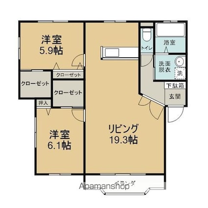 シャガール千富[2LDK/76m2]の間取図