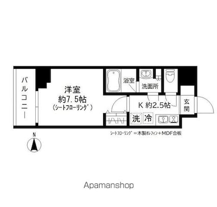 ＧＲＡＮＤ三軒茶屋ＷＥＳＴ[1K/25.15m2]の間取図