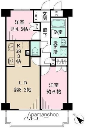 藤和シティホームズ新宿余丁町[2LDK/50.96m2]の間取図