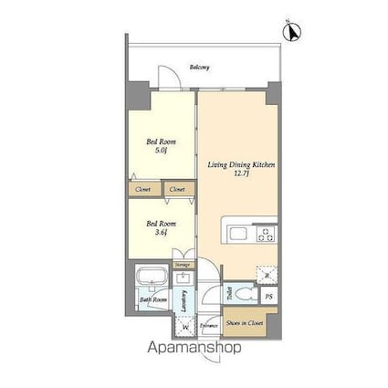 ドゥーエ南砂町[2LDK/48.95m2]の間取図