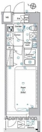 アンベリール亀戸パーク[1K/25.8m2]の間取図