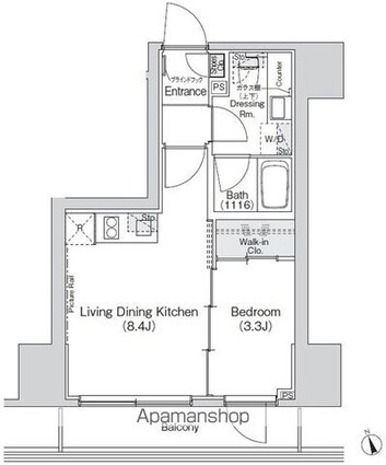 Ｂｅｌｌｅ　Ｖｕｅ新橋[1LDK/29.64m2]の間取図