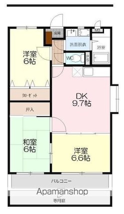 ベイリーフＡ[3DK/63.17m2]の間取図