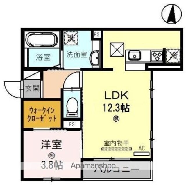 和歌山県和歌山市南出島[1LDK/40.54m2]の間取図