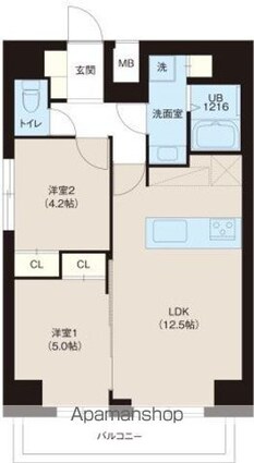 東京都墨田区緑３丁目[2LDK/50.82m2]の間取図