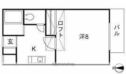 カーサアタゴ[1K/26.4m2]の間取図