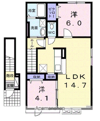 ベル　アビタシオン[2LDK/58.45m2]の間取図