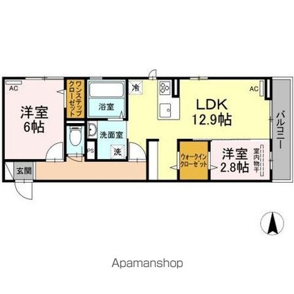 プレジデント持田　Ａ棟[2LDK/54.36m2]の間取図