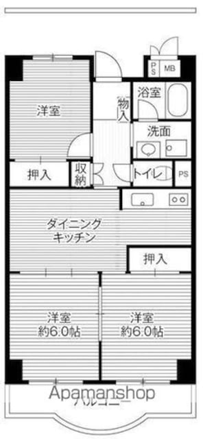 ビレッジハウス芝浦タワー１号棟[3DK/60.58m2]の間取図