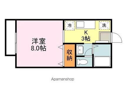 ビーライン川南Ａ[1K/27.08m2]の間取図