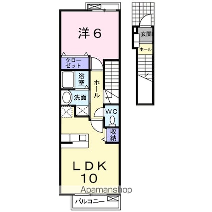 セレーン蓬田Ｂ[1LDK/42.37m2]の間取図