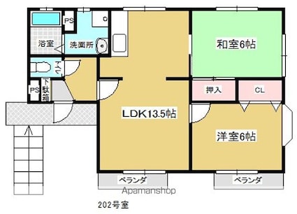 二本松第三ハイツＡ棟[2LDK/56m2]の間取図