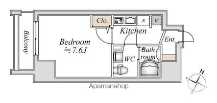 ドゥーエ千駄木[1K/25.41m2]の間取図