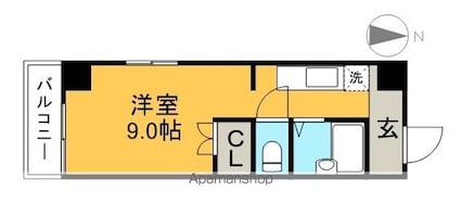 高知県高知市与力町[1R/21.28m2]の間取図