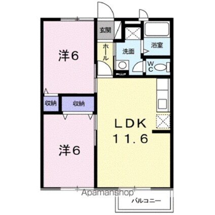 シンフォニーヒルズ[2LDK/54.92m2]の間取図