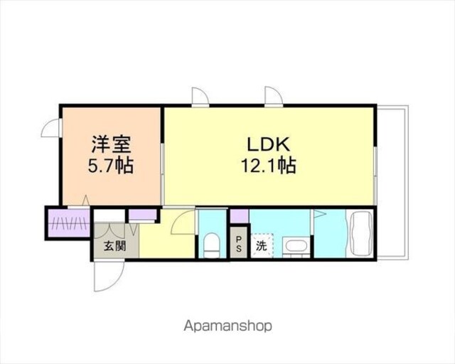 ベレオ山蔭丁[1LDK/43.76m2]の間取図