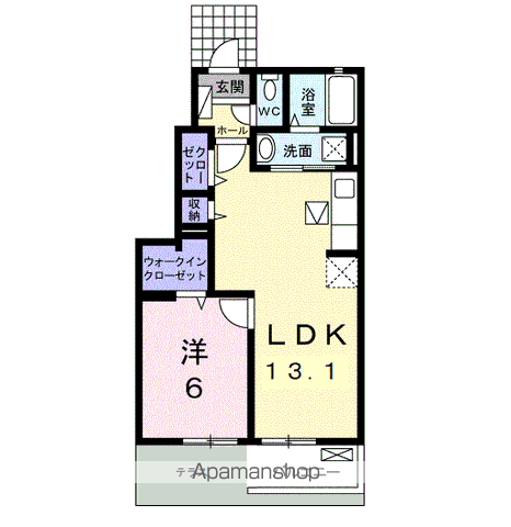 レオルガⅡ[1LDK/44.96m2]の間取図