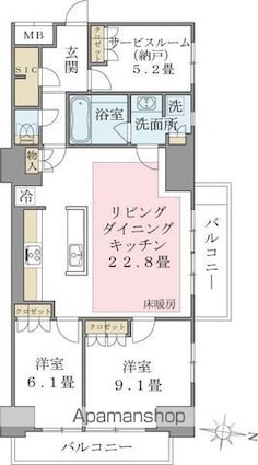 Ｂｒｉｌｌｉａ　ｉｓｔ　東雲キャナルコート[2LDK/93.5m2]の間取図